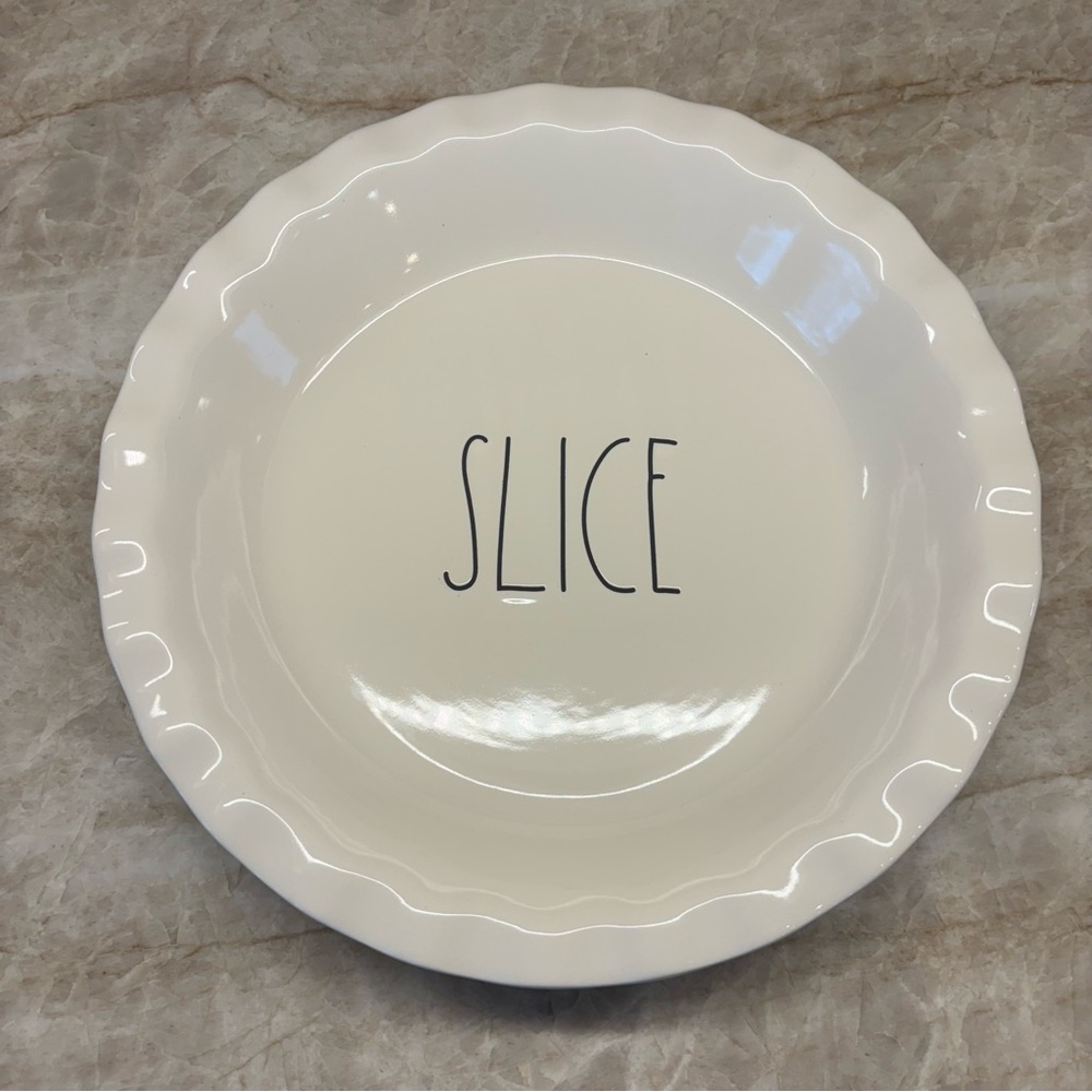 Rae Dunn White Ceramic Pie Dish Slice